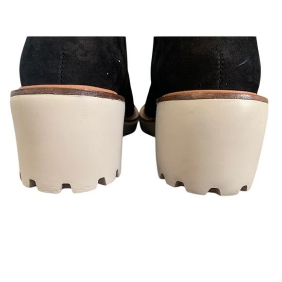 GB-Chunky Fashion Bootie-Slip On Ankle Boots-Black-Suede-Womens-Size 6.5 - Picture 4 of 8